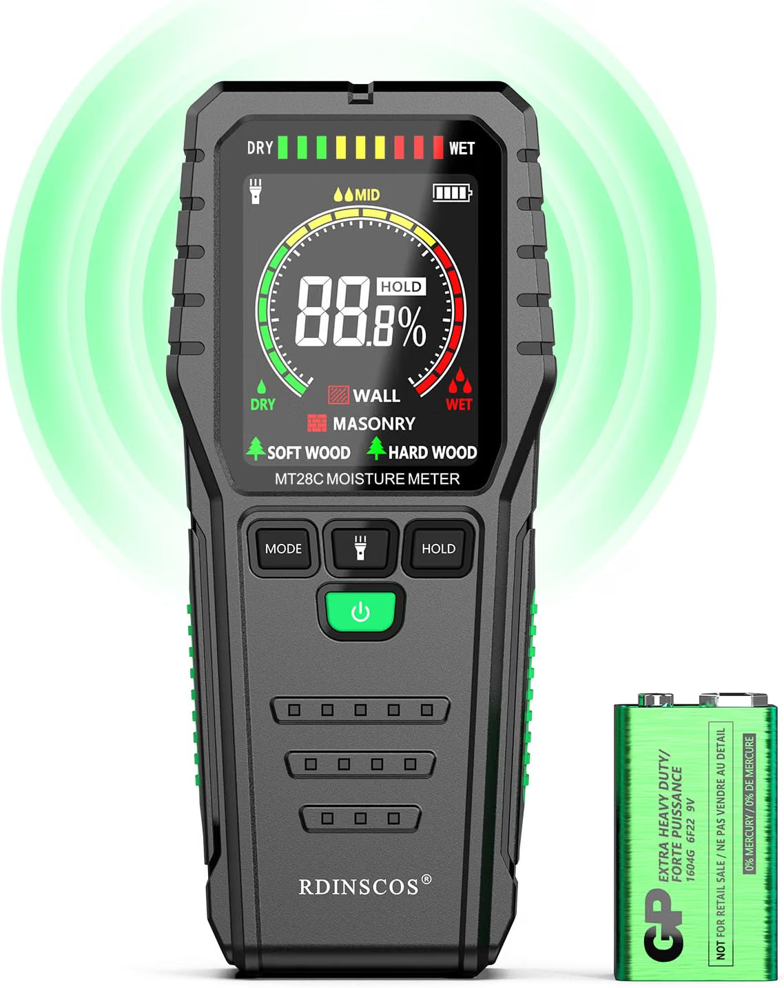 RDINSCOS Pinless Wood Moisture Meter Wall Moisture Detector